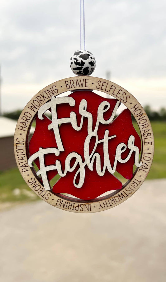 Fire Fighter Car Charm