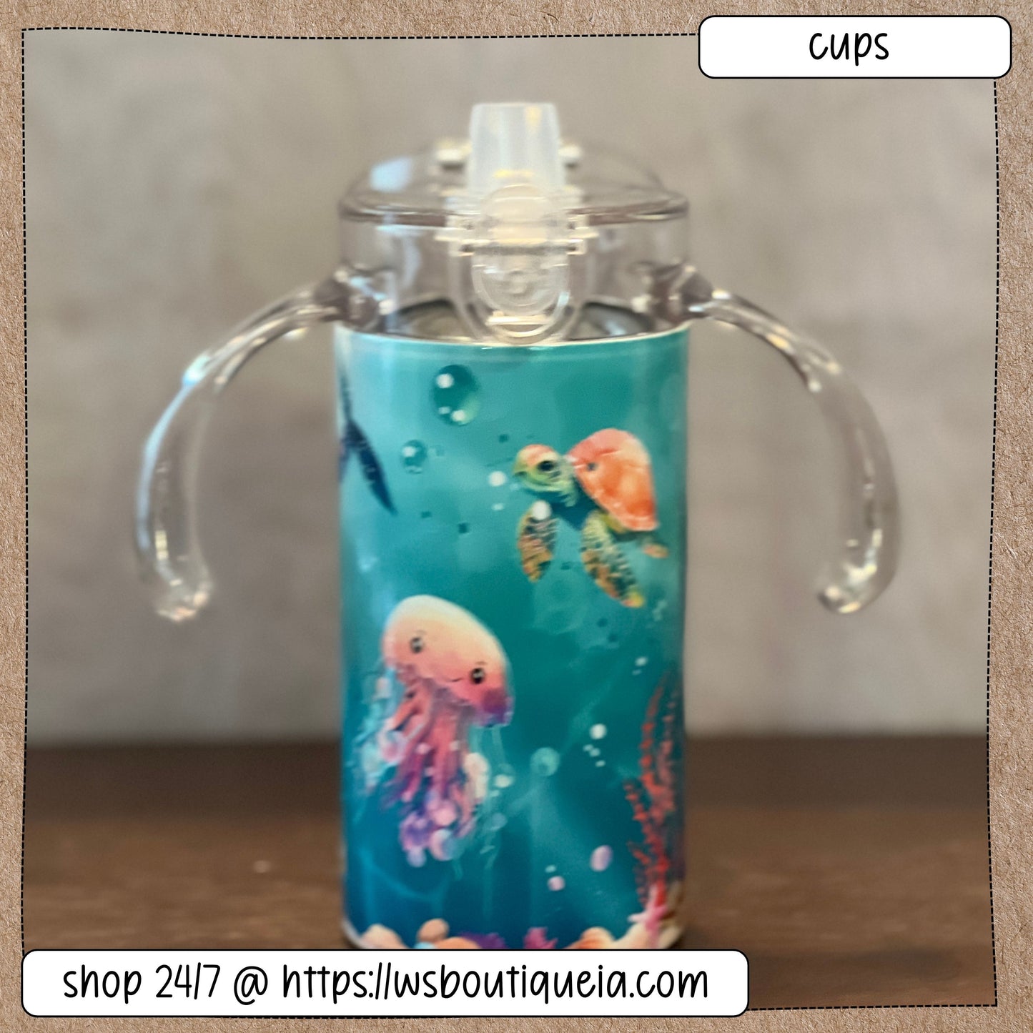 Ocean 12 oz Handled Sippy with Graduation Lid Sublimation Tumbler