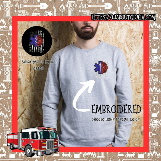 EMS and Fire Maltese Cross/Star of Life Embroidered Tee/Sweatshirt
