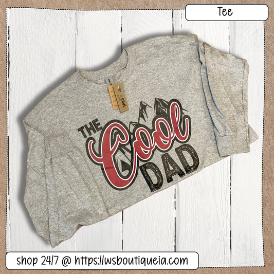 The Cool Dad DTF Graphic Long Sleeve Grey Tee