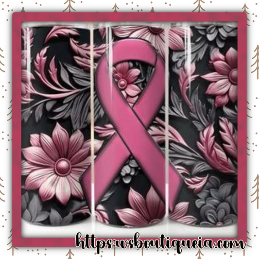 Floral Ribbon Breast Cancer Tumbler
