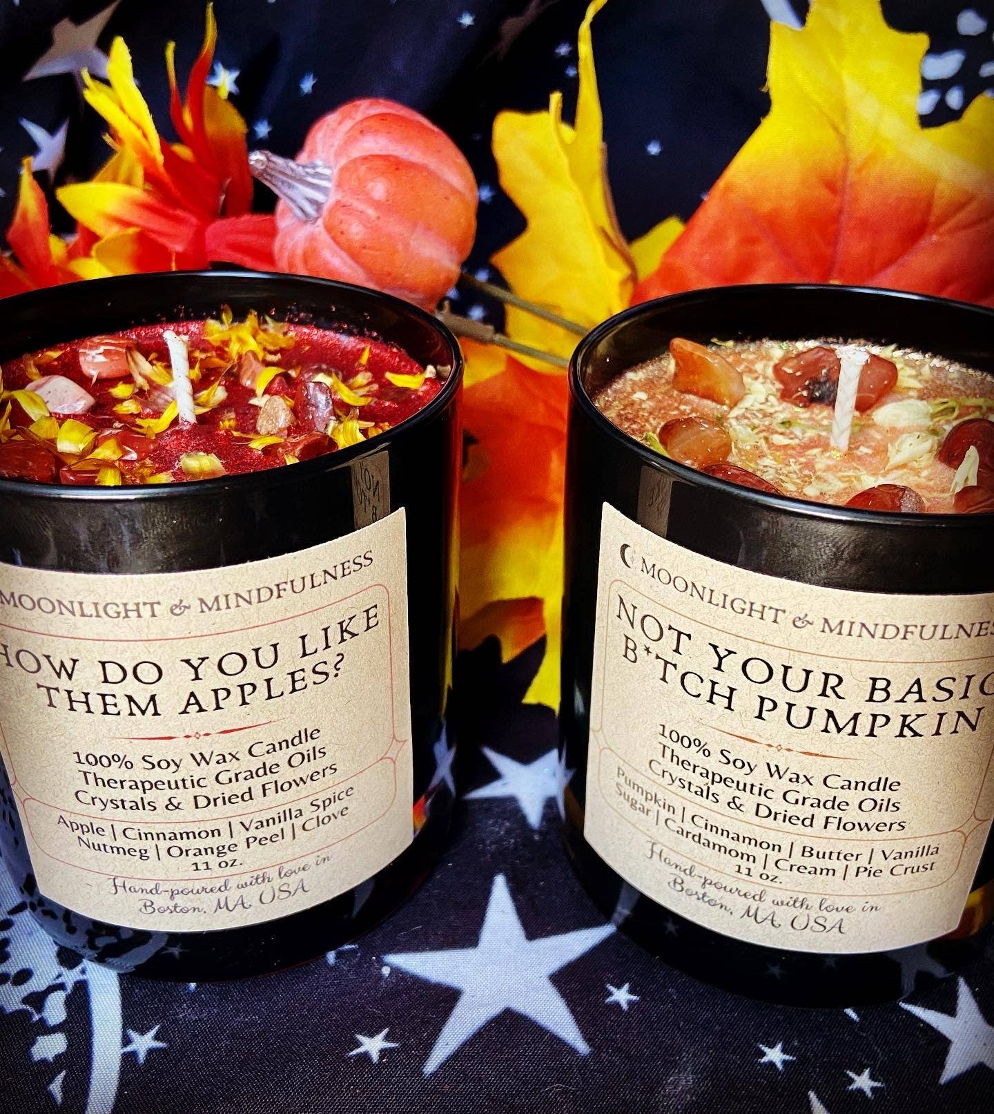 Fall Soy Wax Crystal Candles, Autumnal, Vegan, Non Toxic