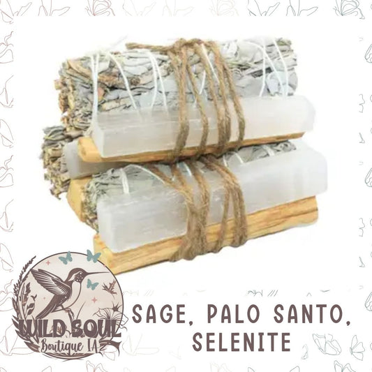 Sage Bundle with Selenite and Palo Santo