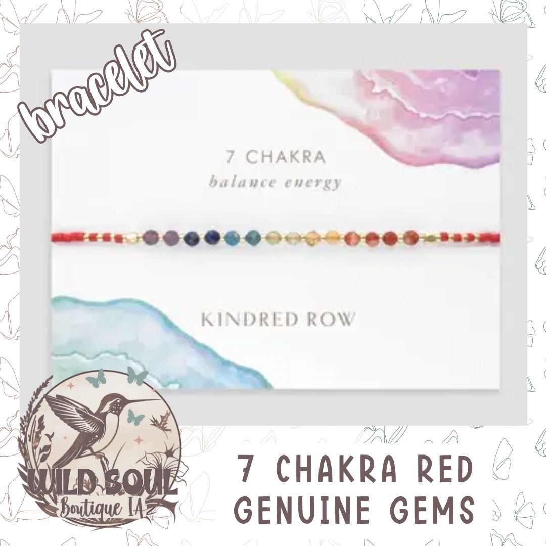 Chakra Rainbow Healing Gemstone Stacking Bracelet, Red