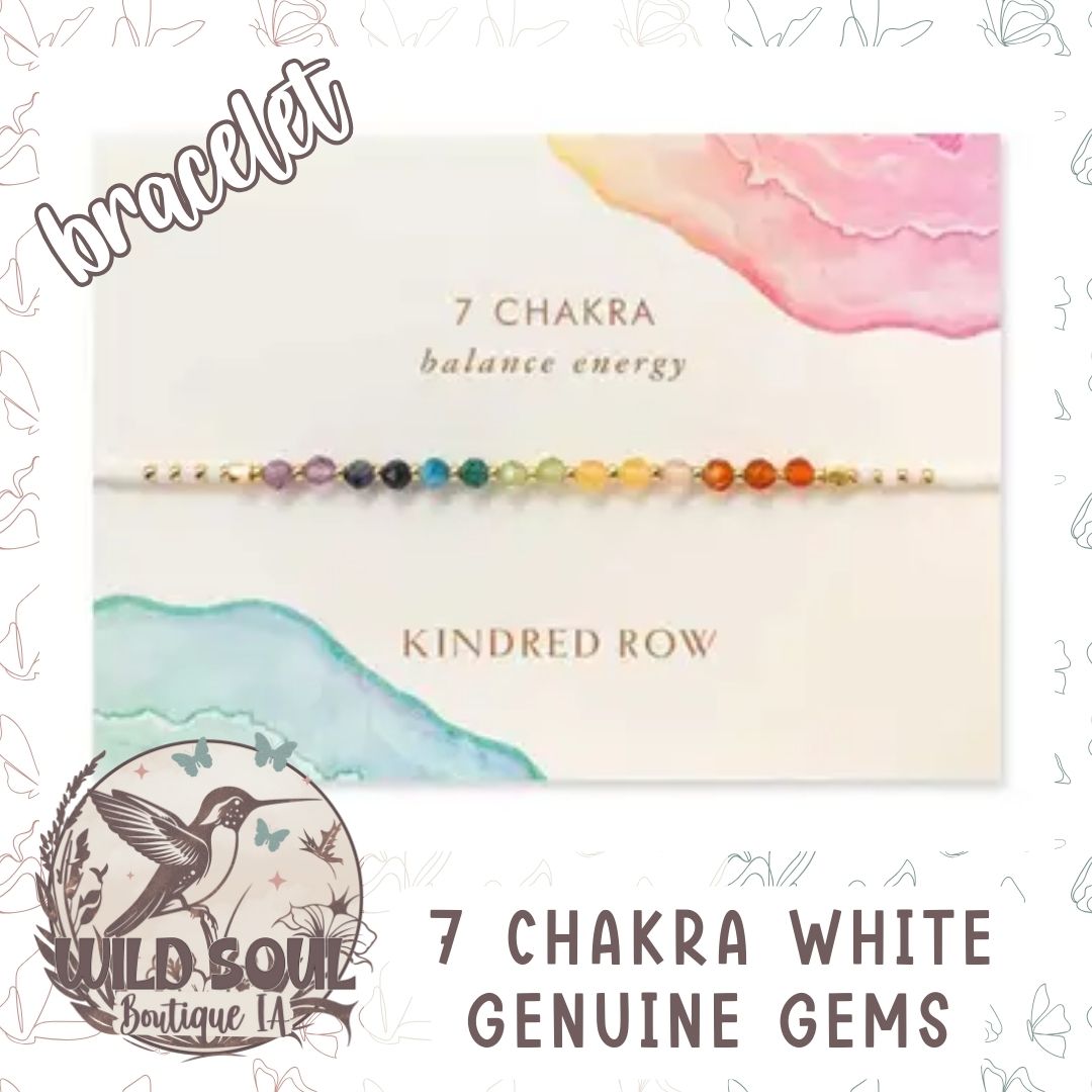 Chakra Rainbow Healing Gemstone Stacking Bracelet, White